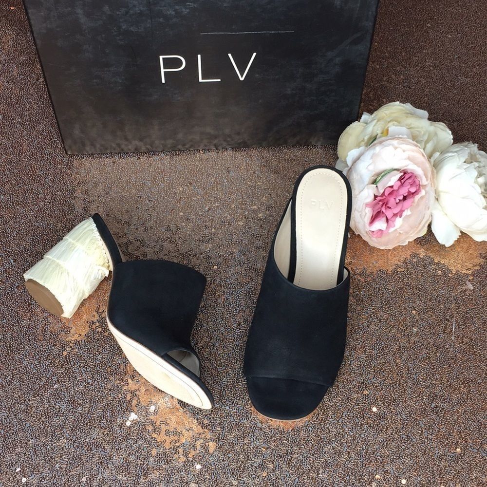 Pour La Victoire Black Heeled Mules